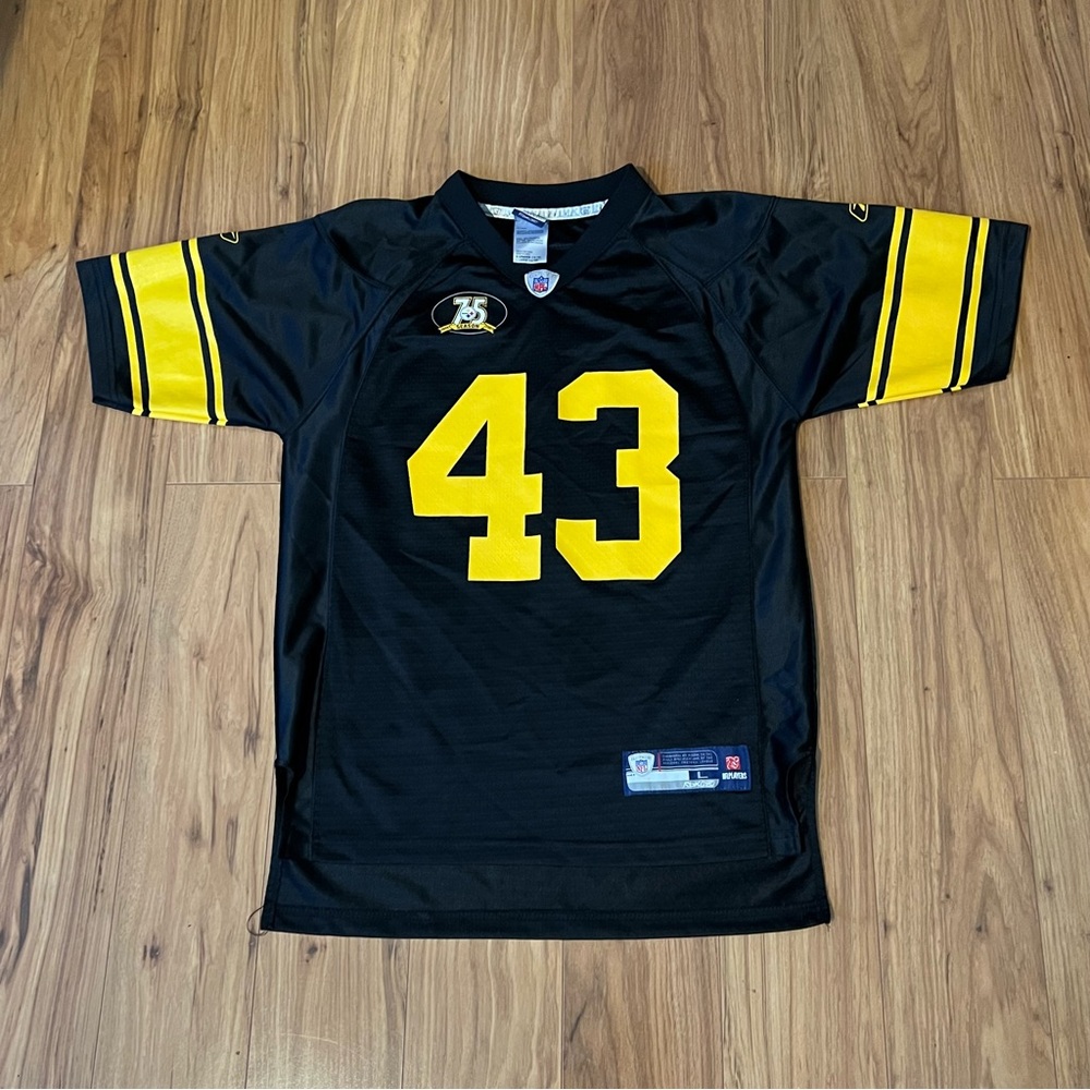 Reebok Pittsburgh Steelers 75th Anniversary Jersey Troy Polamalu Large 14-16
